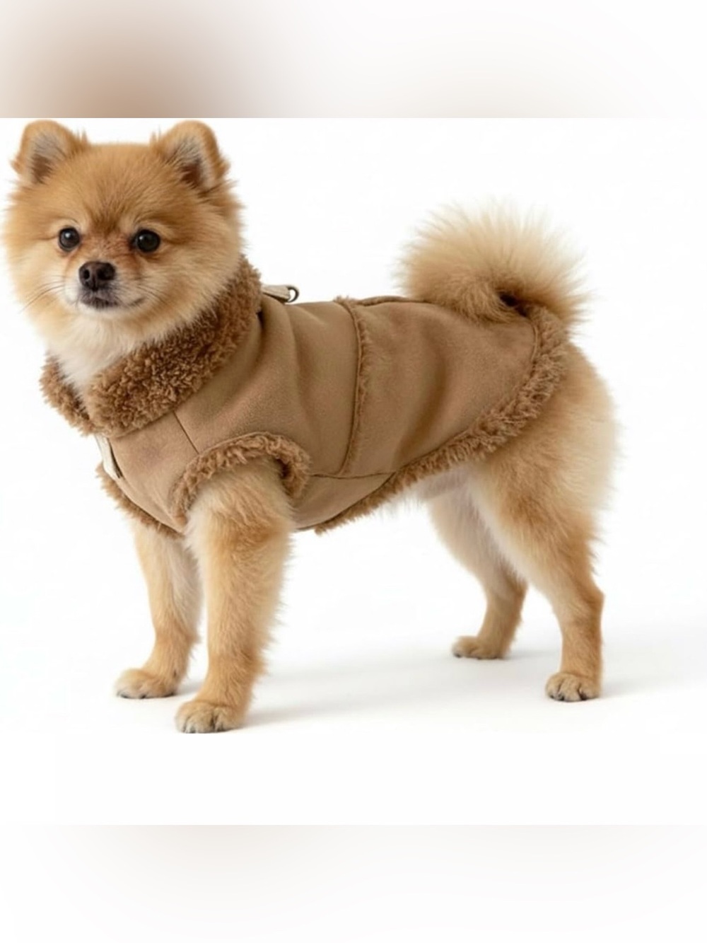 💞 New Puppy Dog Size Large Tan Faux-Shearling Dog Coat